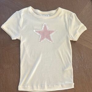 Kimchi Blue Cream Crop Top with Pink Star